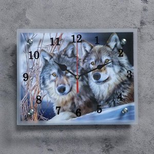 Часы настенные, серия: Животный мир, "Два волка", 20х25  см, микс