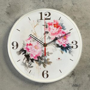 Часы настенные круглые "Цветы", 25 см