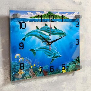Часы настенные, серия: Море, "Дельфины", 25х35 см, в ассортименте