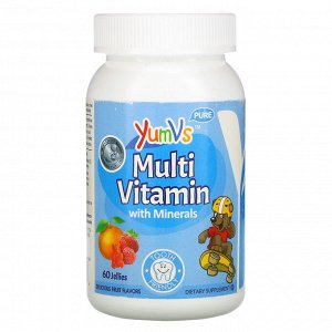 YumV&#039;s, Мультивитамины с минералами, приятные фруктовые вкусы, 60 желейных таблеток