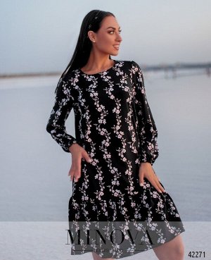 Платье №2075Б-черный-розовый