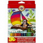 Карандаши цветные Koh-I-Noor &quot;Крот&quot;, 36цв., заточен., картон, европодвес