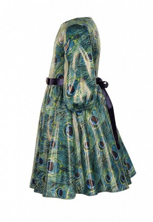 Платье с рукавом из принтованной атласной ткани