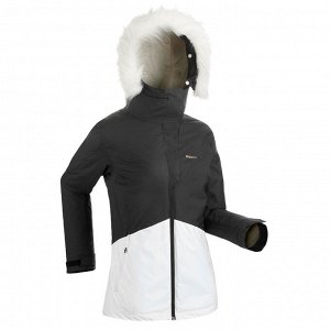 Куртка лыжная женская черно-белая 180 wedze