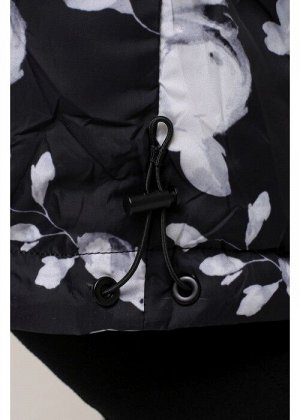 Женская зимняя куртка 203-01 Белые цветы на черном