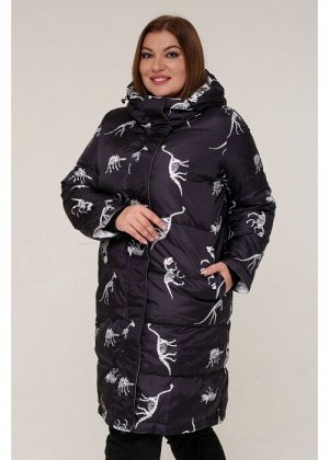 Женская зимняя куртка 203-01 Динозавры Черный