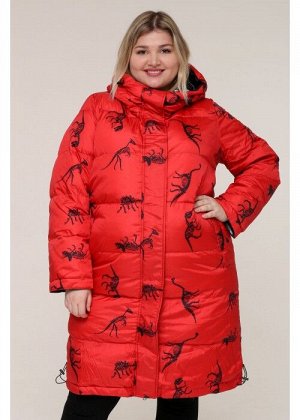 Женская зимняя куртка 203-01 Динозавры Красный