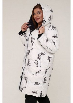 Женская зимняя куртка 203-01 Динозавры Белый