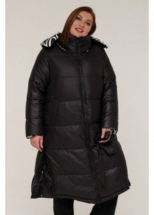 Женская зимняя двухсторонняя куртка 190006 Черно-белый