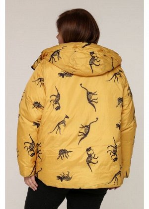 Женская зимняя двухсторонняя куртка 203-122 Динозавр Желтый