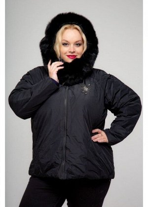 Женская зимняя куртка, А-561, Черный+Декор