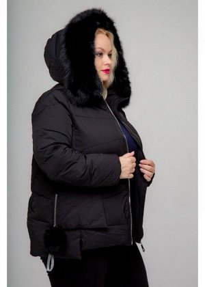Женская зимняя куртка, 352-71 Бубоны, Черный