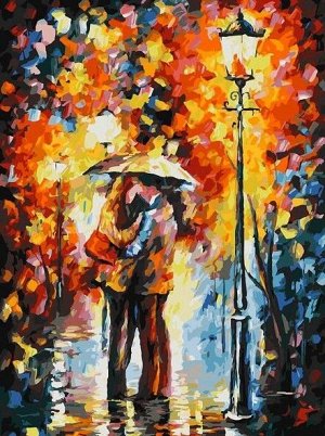 "Поцелуй под дождем" живопись на холсте 30*40см