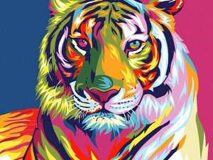 "Радужный тигр" живопись на холсте 30х40см