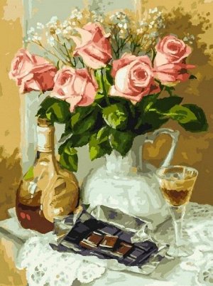 "Розы и шоколад"  живопись на холсте 30*40см