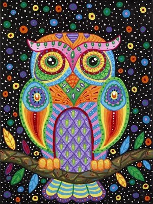 "Разноцветная сова"живопись на холсте 40х50см