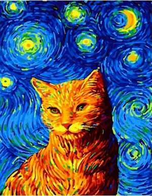 "Вечерний кот" живопись на холсте 40х50см