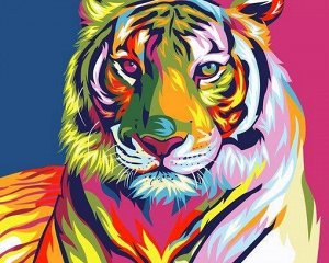 "Радужный тигр" живопись на холсте 40х50см
