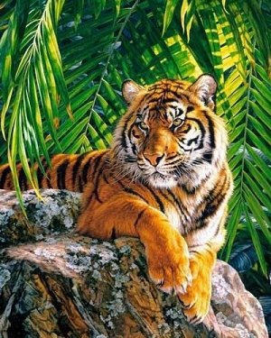 "Тигр в джунглях" живопись на холсте 40х50см