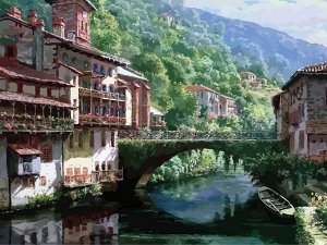 "Древний мост через Нив" живопись на холсте 40*50см