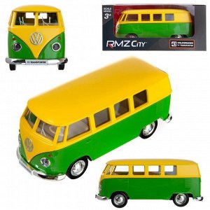 Машинка металлическая Uni-Fortune RMZ City 1:32 Автобус инерционный Volkswagen Type 2 (T1) Transporter, цвет желтыйй с зеленым, 16,5*7,5*7 см511