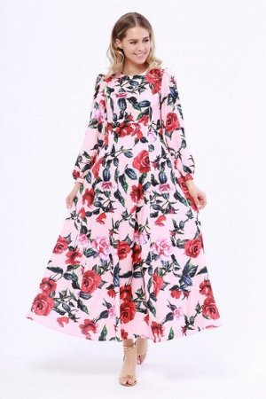 Платье 845 Розовый/розы
