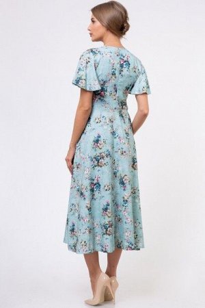 Платье Ментол/цветы 978