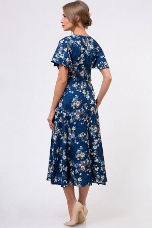 Платье Темно-синий/цветы 978
