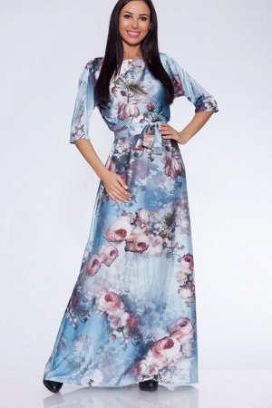 Платье 3D 318 Голубой/цветы