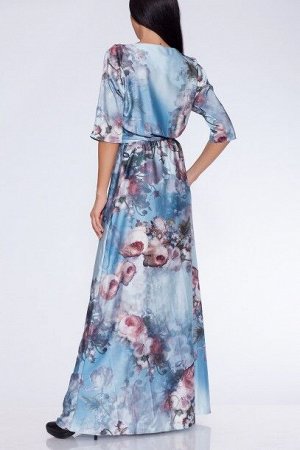 Платье 3D 318 Голубой/цветы