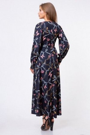 Платье Черный/караловые-бабочки