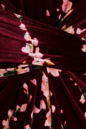 Платье "Велюр цветной", светло-бордовый/цветы