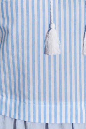 Блуза 469 "Хлопок", белое/полоска голубая