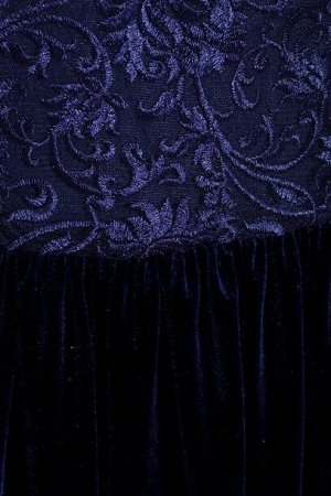 Платье 203 "Велюр кружево", темно-синий