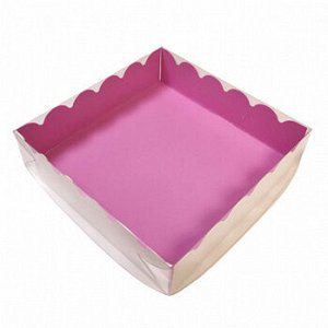 Коробка для печенья 12*12*3 см, Сиреневая с прозрачной крышкой