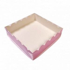 Коробка для печенья 12*12*3 см, Сиреневая с прозрачной крышкой