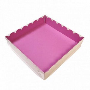Коробка для печенья 15*15*3 см, Сиреневая с Прозрачной крышкой