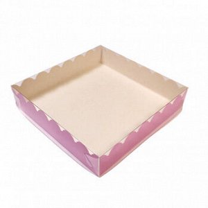 Коробка для печенья 15*15*3 см, Сиреневая с Прозрачной крышкой