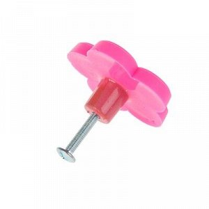 Ручка кнопка детская KID 025, "Цветочек", резиновая, розовая