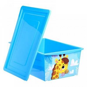 Ящик универсальный для хранения с крышкой, объем 30 л, цвет голубой