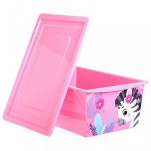 Ящик универсальный для хранения с крышкой, объем 30 л, цвет розовый