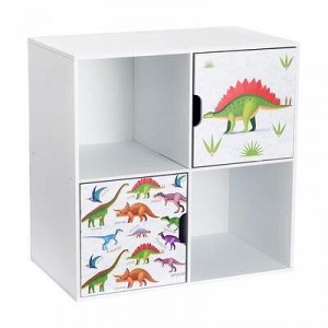 Стеллаж с дверцами «Динозавры», цвет белый, 60х60 см