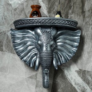 Консоль "Индийский Слон", состаренное серебро 40 x 38 см