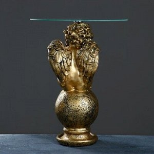 Подставка - стол "Ангел на шаре" большой, бронза 60см ПОЛИСТОУН