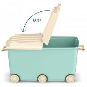 Ящик для игрушек на колёсах с декором, 66,5 л, цвет голубой