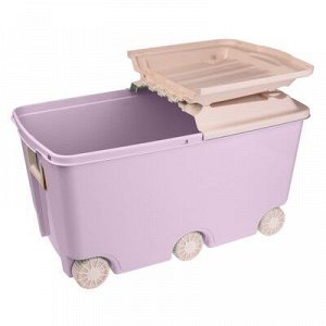 Ящик для игрушек на колёсах, цвет розовый