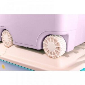 Ящик для игрушек на колёсах, цвет розовый