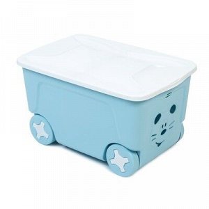 Детский ящик для игрушек COOL на колесах 50 литров, цвет голубой