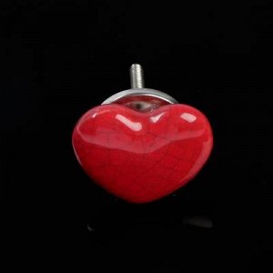Ручка керамическая для мебели BLUMEN HAUS "Сердце", красный