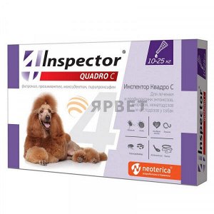 Inspector Quadro капли от внутренних и внешних паразитов для собак 10-25кг 2,5мл 1 пипетка